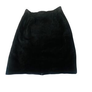 Lillie Rubin Women’s Size 10 Black Suede Leather Skirt Pencil Midi Vintage